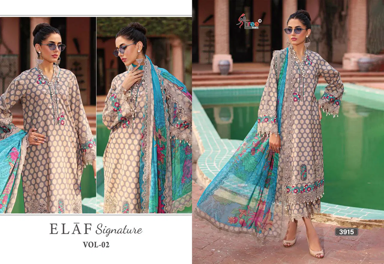 Elaf Signature Vol 2 By Shree Cotton Dupatta Pakistani Salwar Kameez Exporters In India